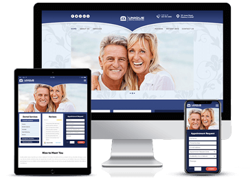 Blue Responsive Web design Example by Unique Dental Marketing