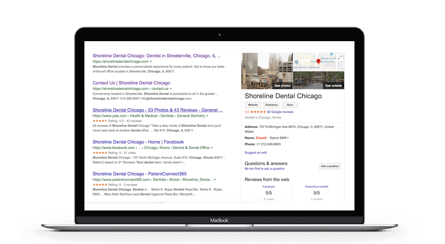 Shoreline Dental Group Google My Business Management by Unique Dental Marketing